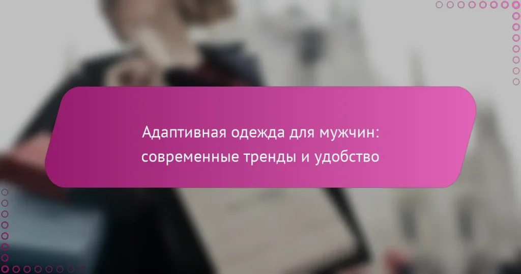 Адаптивная одежда для мужчин: современные тренды и удобство