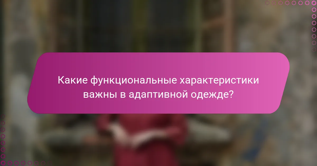Какие функциональные характеристики важны в адаптивной одежде?