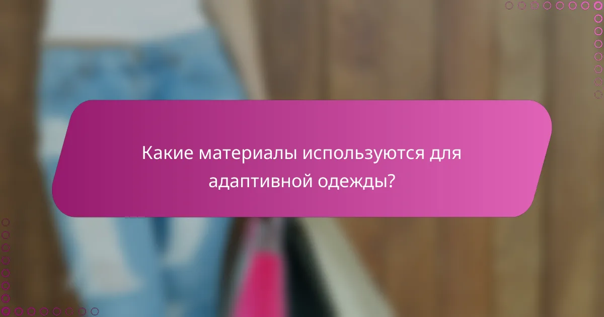 Какие материалы используются для адаптивной одежды?