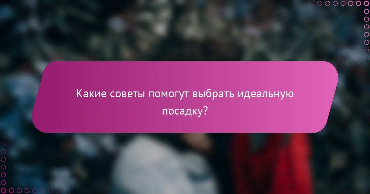 Какие советы помогут выбрать идеальную посадку?