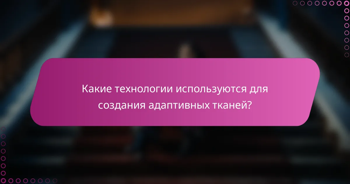 Какие технологии используются для создания адаптивных тканей?