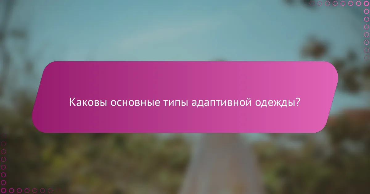 Каковы основные типы адаптивной одежды?
