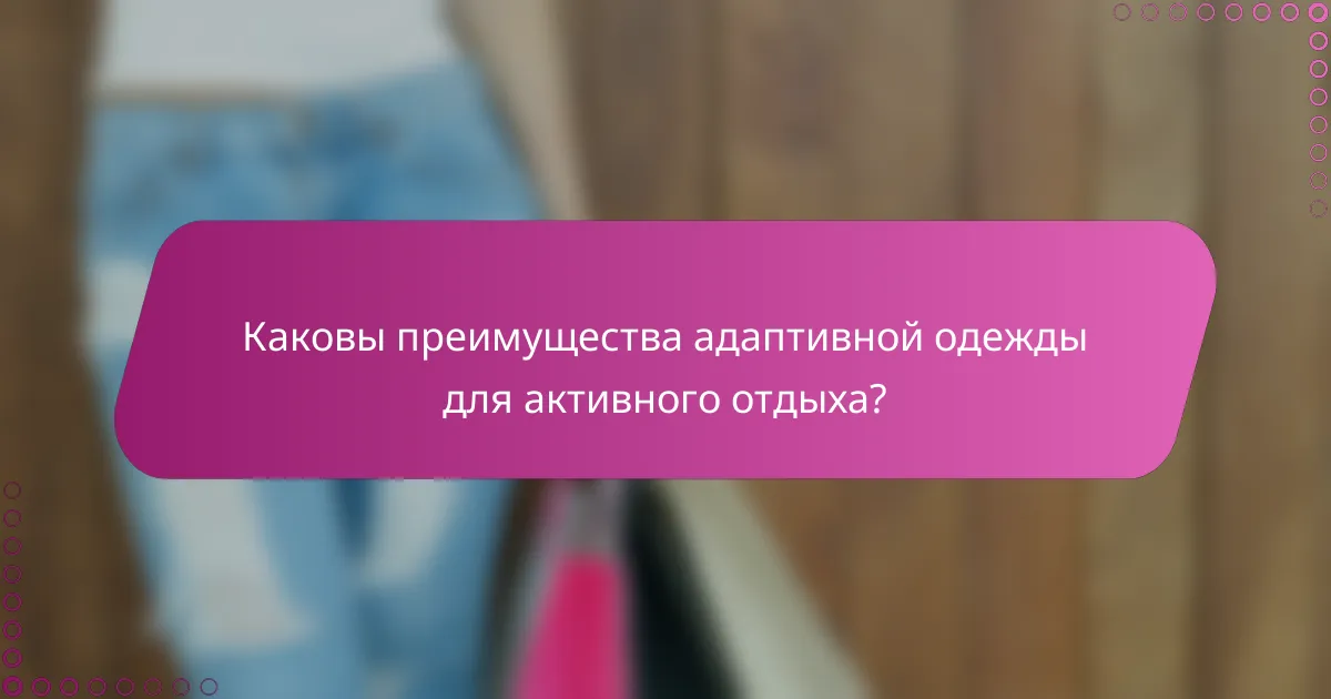Каковы преимущества адаптивной одежды для активного отдыха?